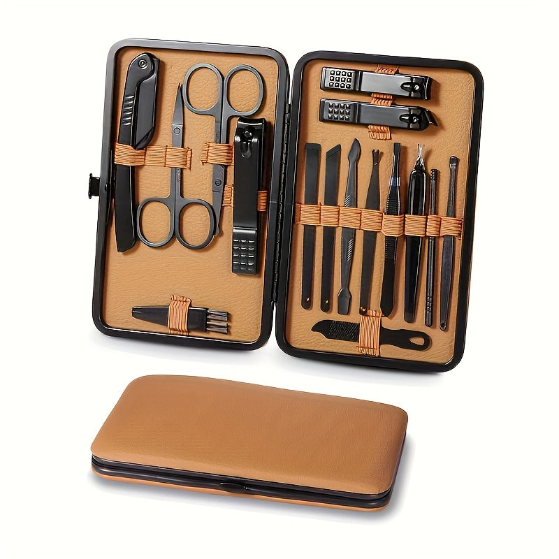 16pcs luxury stainless steel nail and foot repair kit, professional nail clippers, scissors and beauty tools with portable box, fragrance-free, perfect for care, a perfect gift for men and women