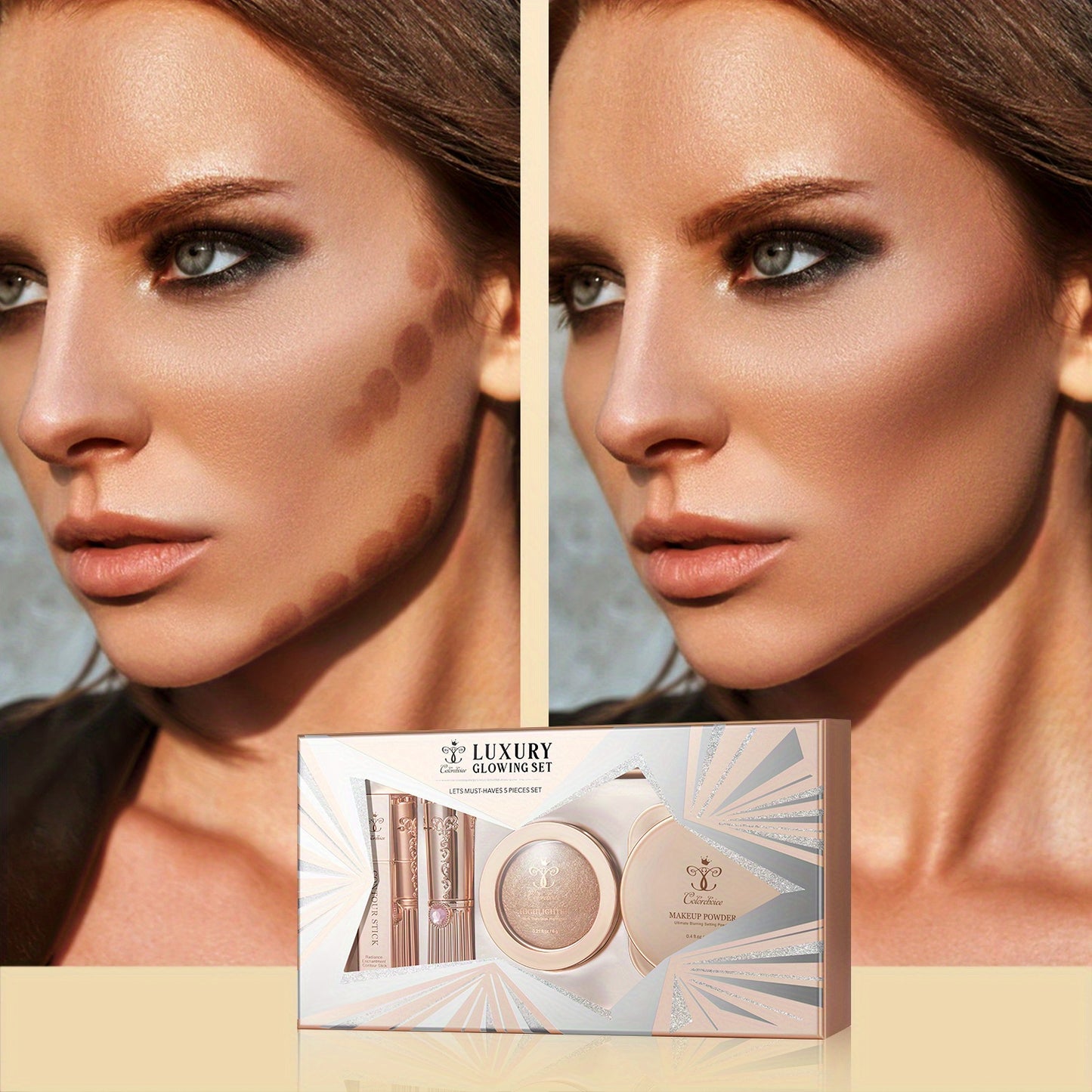 Ideal Gift For Women-Charm Beauty Essentials: Flawless Daily Makeup Finish 5-Piece Set