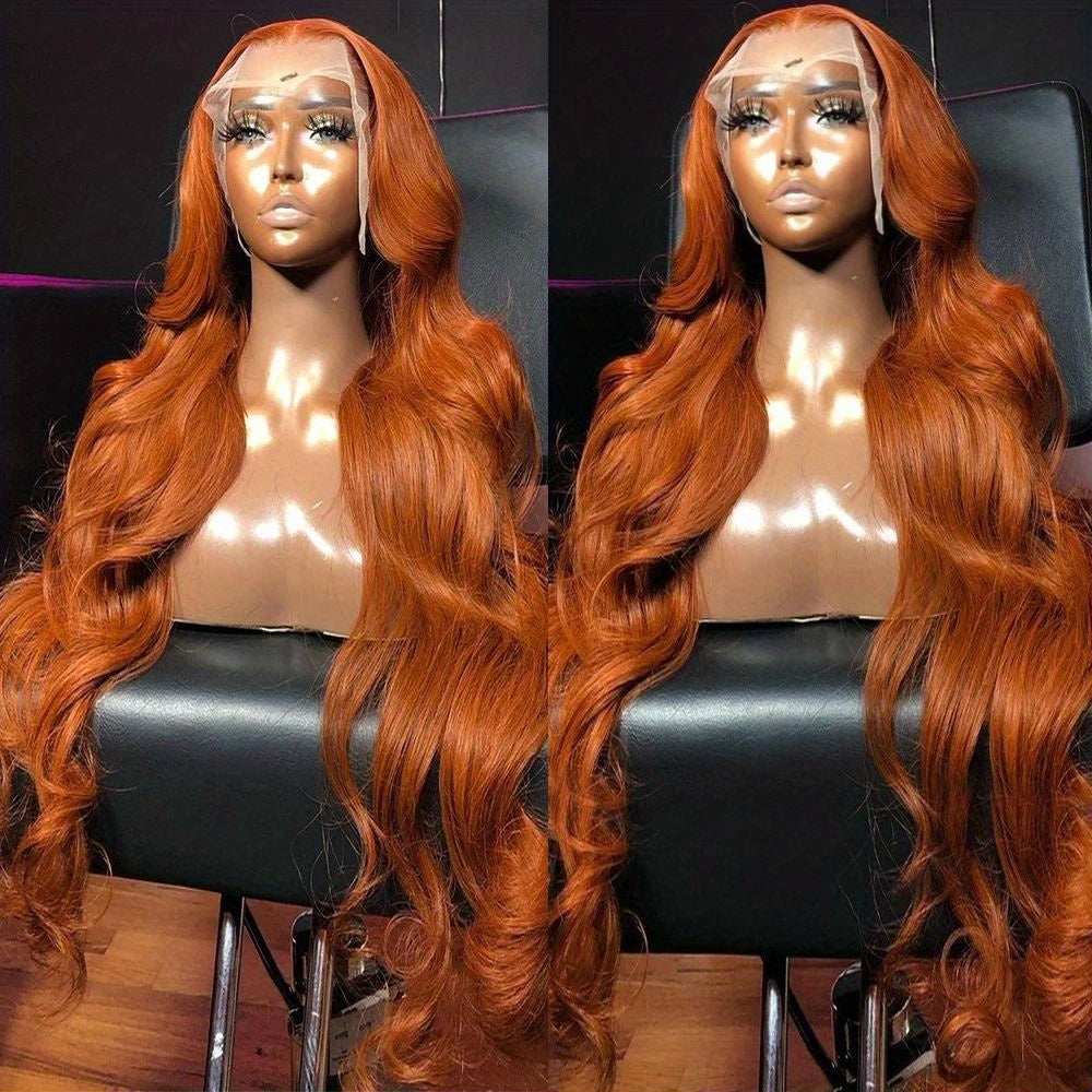 28" Long Body Wave Synthetic Wig - Heat Resistant (Glueless) HD Transparent Lace Front, Natural Black Loose Waves - 200% Density Voluminous Hairpiece for Women, Everyday & Special Events - Compatible with All Light Beige Tone