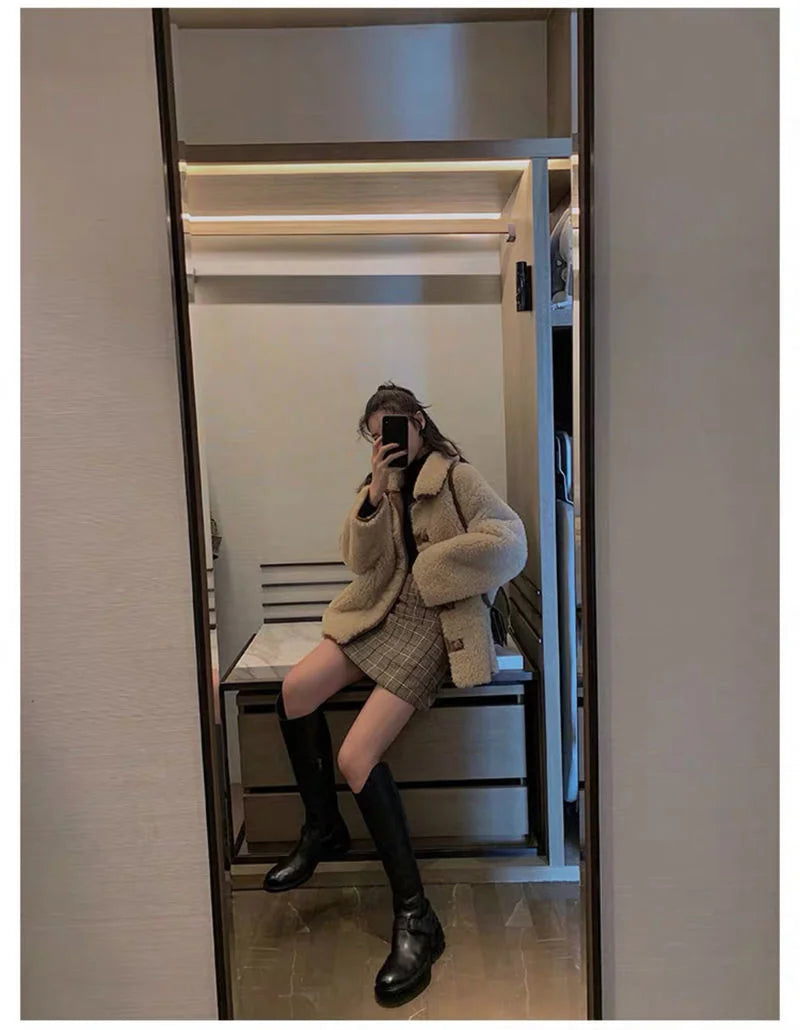 Plaid Woolen Skirt Autumn and Winter Women's Clothing High Waist A- line Skirt Woman Skirts Mujer Faldas Saias Mulher