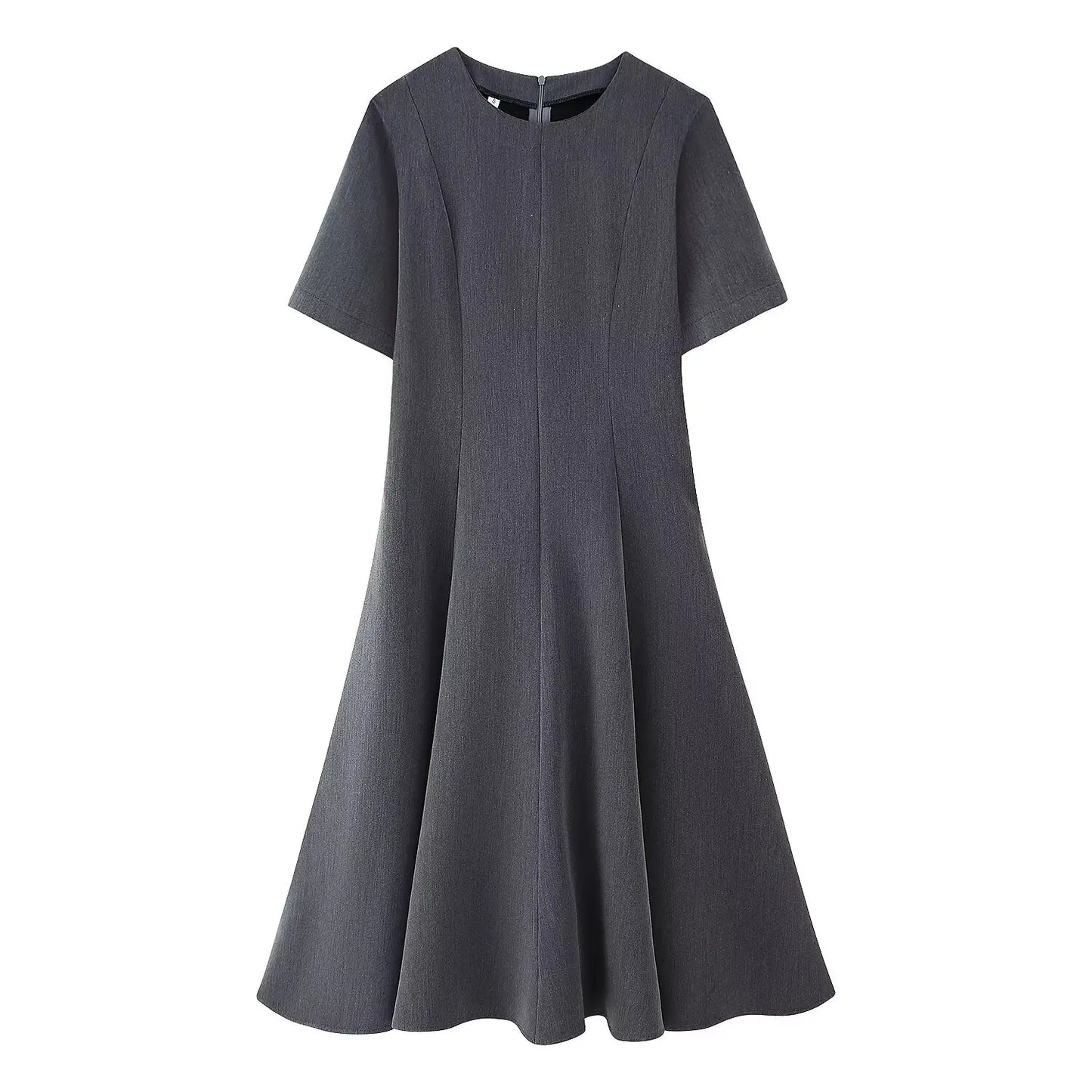 2025 new women's clothing European and American style fashionable design sense two-color wave wide swing round neck dress