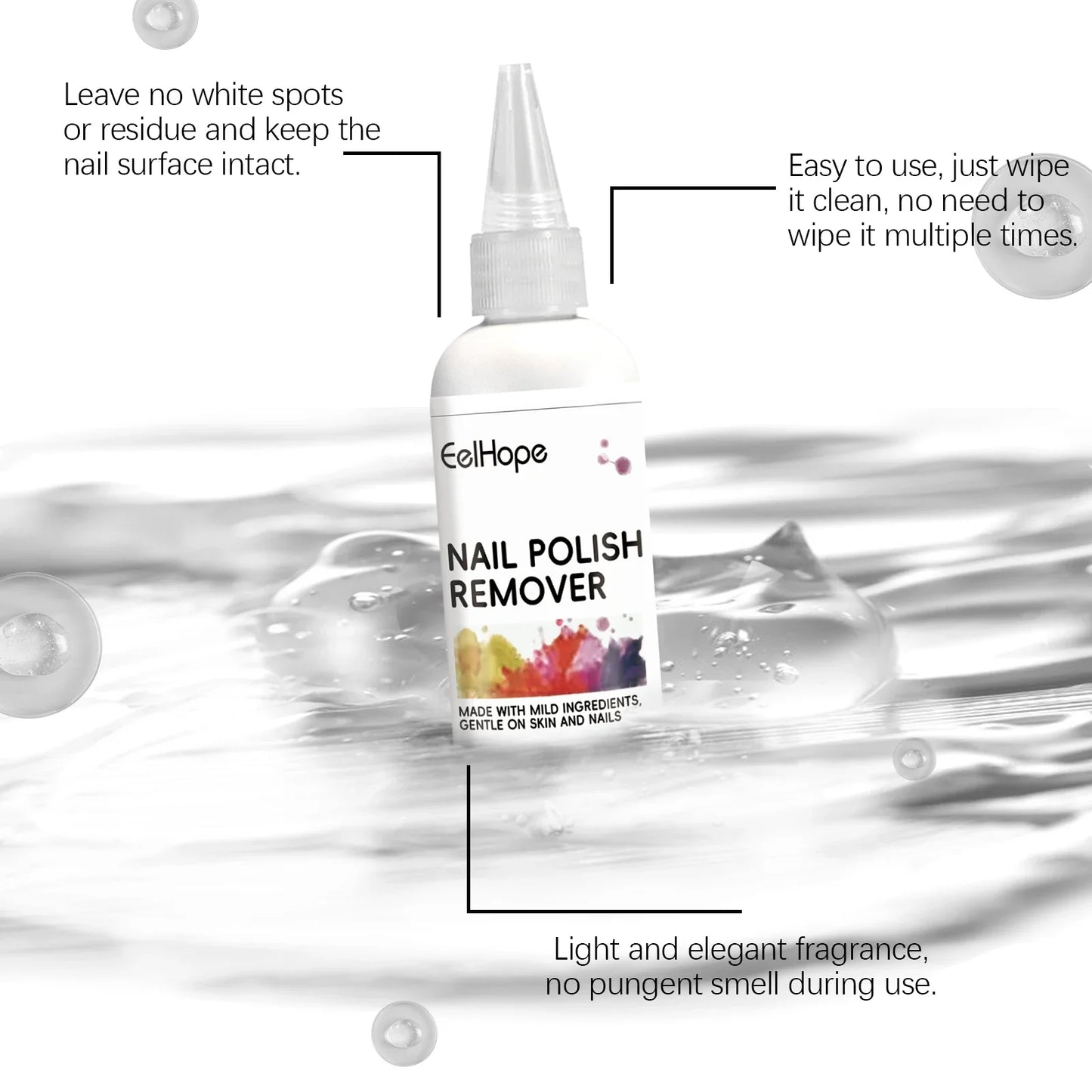 EELHOE 60ml Nail Brush Cleaner Excellent Nail Brush Pen Remain Glue Gel Remover Quick Dissolve Remove Glue Nail Polish Cleaner