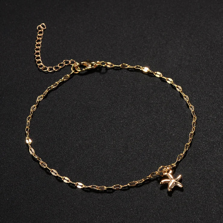 Alloy Plated Starfish Foot Jewelry and Anklet