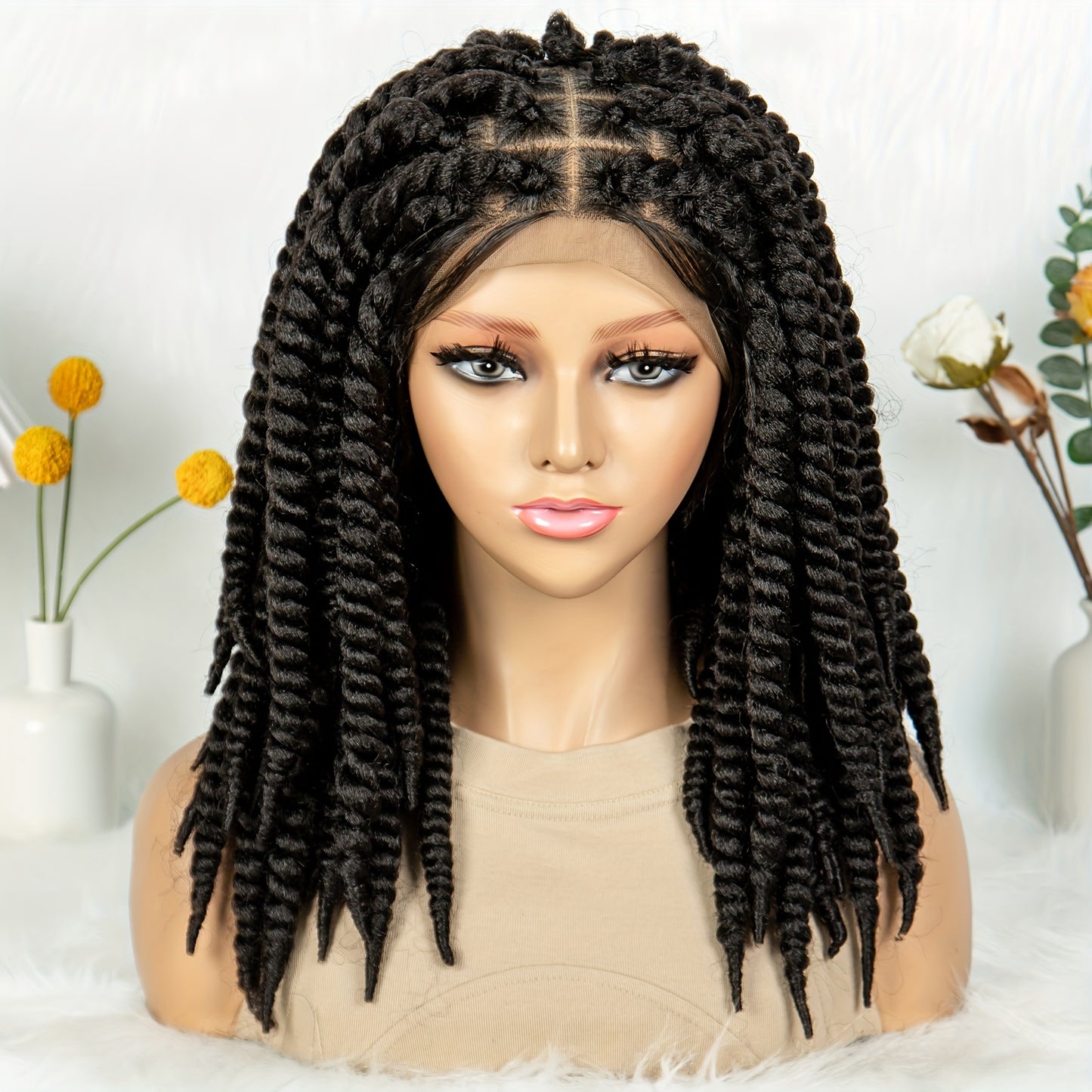 Brisky Beauty Senegal Braided Braids Women'S Synthetic Spiral Braids, Long Hair Wigs Role Playing