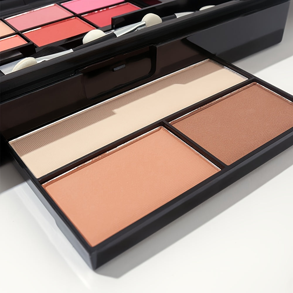 All-in-One Makeup Kit, Eyeshadow Palette Combo, Portable Beauty Cosmetics Set With Eye Shadow, Blush, Powder, Lip Gloss, For Beginners & Gifts, Removable & Travel-Friendly