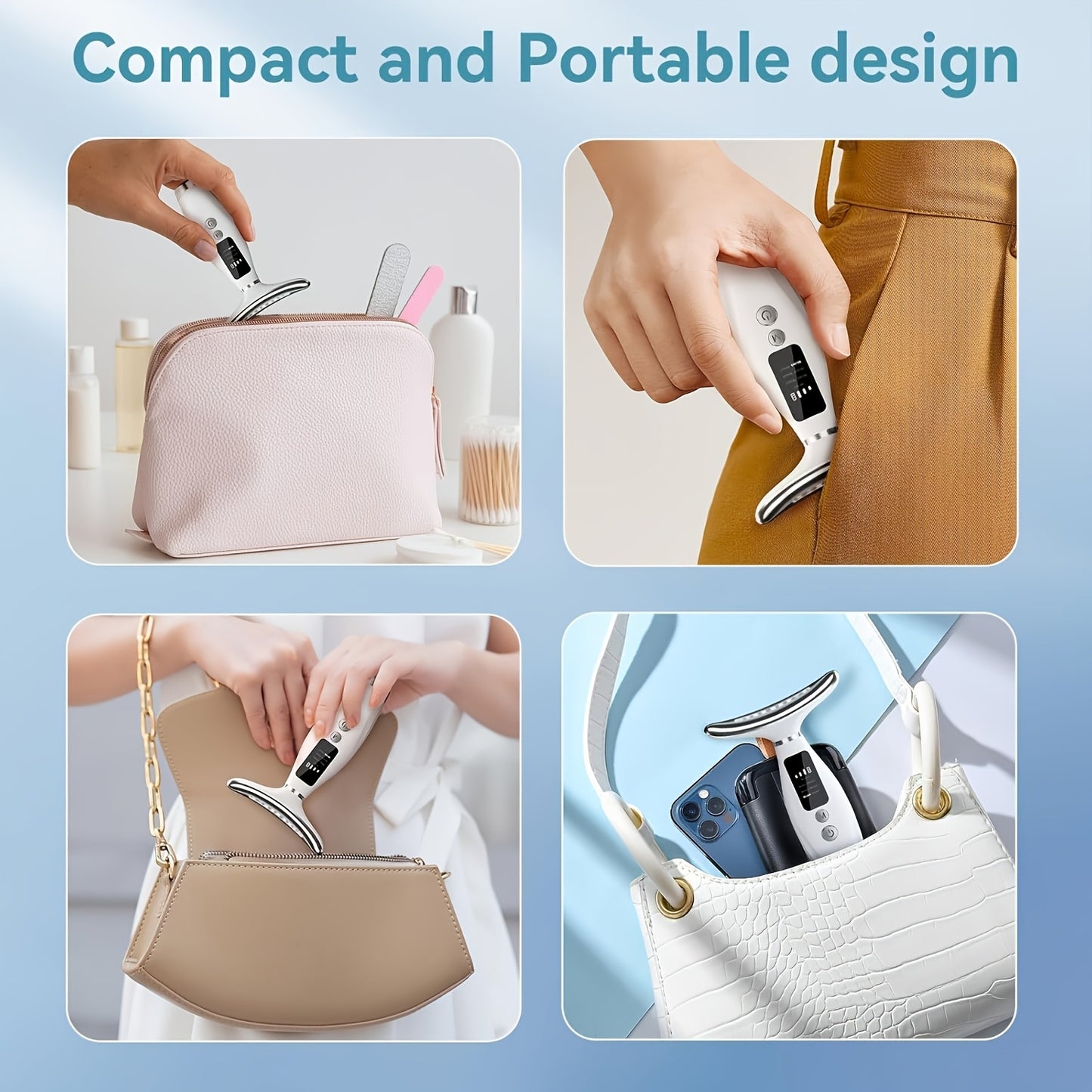 7-in-1 Multifunctional Facial & Neck Massager, 7-Color LED Lights, 7 Modes, USB Rechargeable, Lithium Polymer Battery, Ideal for Beauty & Personal Care, Perfect Gift for Valentine'S & Mother'S Day