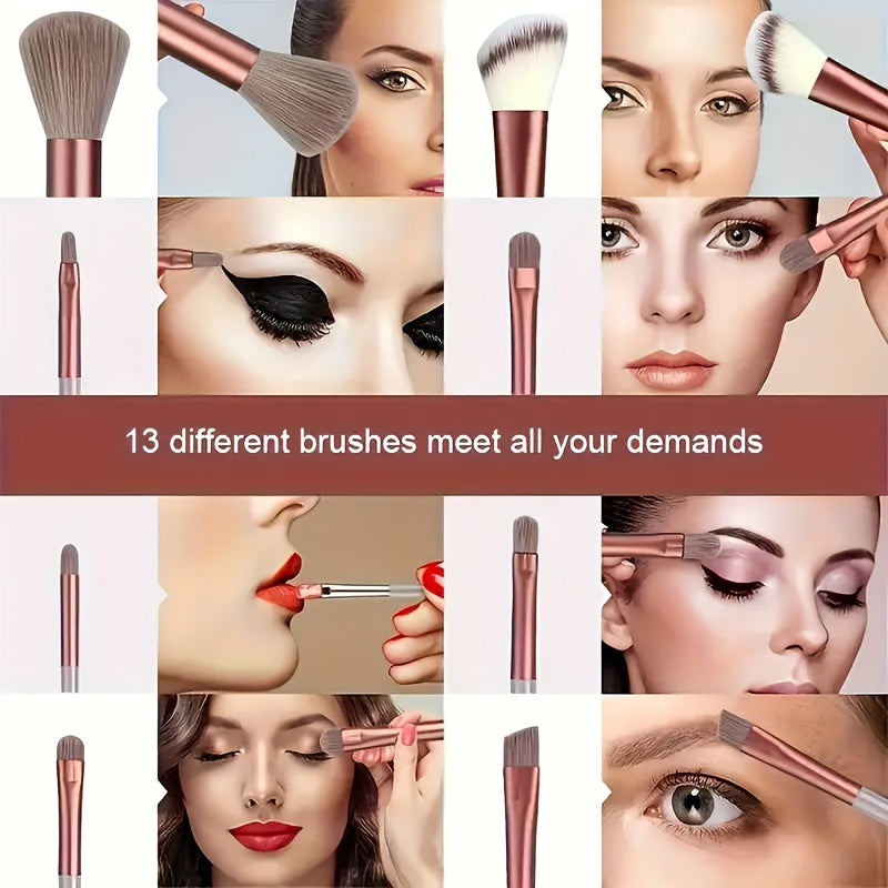 Free Shipping On Orders Over $30 From This Provider13PCS Professional Makeup Brush Set, Soft Polyester Bristles For Flawless Beauty, Hypoallergenic Nylon Bristles, All Skin Types