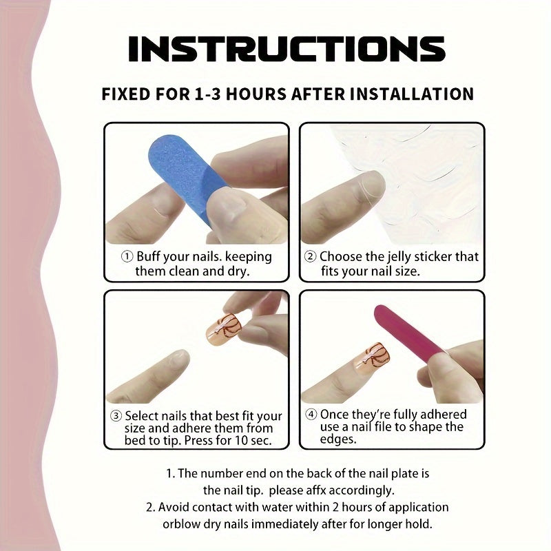 24pcs Press-On Nail Set, Medium Length Almond Shape, Matte Red with Black Floral Relief, Elegant False Nails with Jelly Glue and Nail File, Beauty & Personal Care, Nail Art Accessories