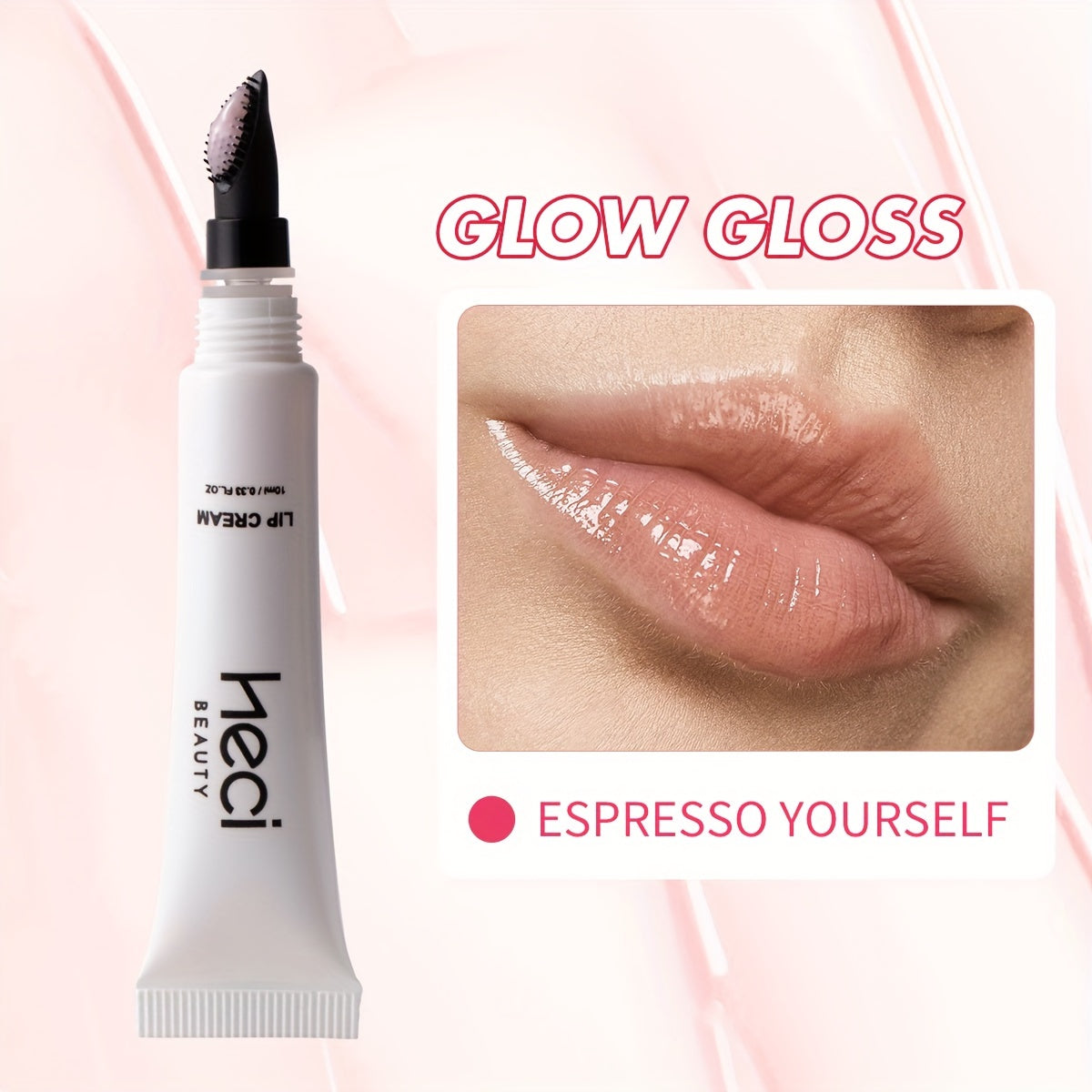 Heci Beauty Long-Lasting Non-Sticky Tinted Lip Balm Cream - Glossy Makeup Effect for All Skin Types - Pink Tone Glow Gloss - Espresso Yourself