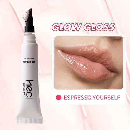Heci Beauty Long-Lasting Non-Sticky Tinted Lip Balm Cream - Glossy Makeup Effect for All Skin Types - Pink Tone Glow Gloss - Espresso Yourself