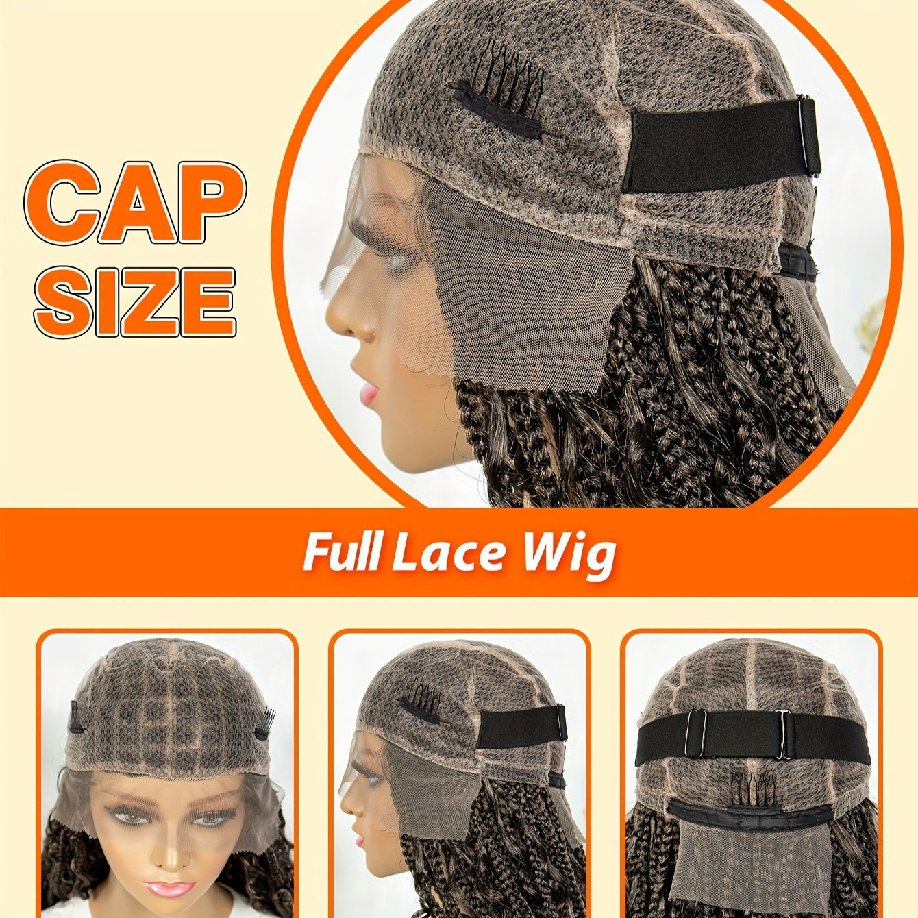 Brisky Beauty Women's Bohemian Knotless Braided Full Lace Wig, Long Goddess Braided Wig, Curly Synthetic Braid, With Baby Hair, Synthetic Bohemian Braided Wig