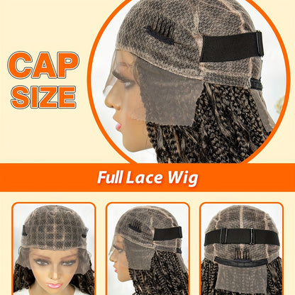 Brisky Beauty Women's Bohemian Knotless Braided Full Lace Wig, Long Goddess Braided Wig, Curly Synthetic Braid, With Baby Hair, Synthetic Bohemian Braided Wig