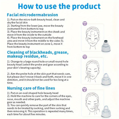 Face Pore Cleaner, Electric Blackhead Removal Beauty Instrument Vacuum Suction Face Pores Cleaning Device for Face Skin Deep Cleansing