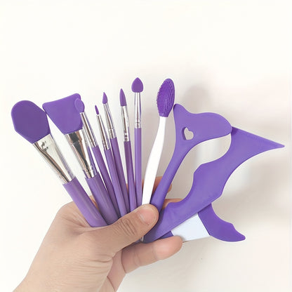 1 set of 11 silicone makeup mask brushes beauty tools + multi-functional eye makeup auxiliary tools nose brush blackhead brush silicone beauty ruler lazy person makeup auxiliary ruler eyelash mascara eyeliner eye shadow block