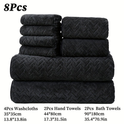 [High Quality Bath Towels] 8pcs Extra Large Bath Towels Set - High Quality 400GSM Microfiber Material - Including 4 Washcloths + 2 Hand Towels + 2 Bath Sheets Towels, Good Water Absorption, Beauty Makeup Accessories, Bathroom