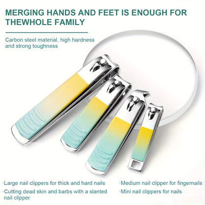 18 In 1 Nail Art Set, Nail Clipper Set, Men'S and Women'S Toe Nail Clippers, Personal Care Tools with Portable Travel Case, Nail and Foot Tools, Beauty Set, Gift for Men, Women, Family, Friends, Wife (Gradient Color)