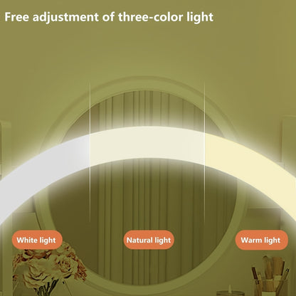 Radiant Glamour Vanity Desk - LED Mirror with Touch Screen Lighting, 3 Customizable Modes, Adjustable Brightness, Complete with Drawers & Storage Shelves for Effortless Beauty Routine, Perfect Bedroom Dressing Table