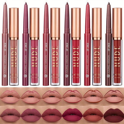 6 PCS Matte Liquid Lipstick With 6 PCS Lip Liner Set, Long-Lasting Non-Stick Cup, Waterproof High-Pigment Velvet Finish, Lightweight Nude Lip Gloss Kit, Perfect For Fuller Lips And All-Day Wear, Beauty Gift For Girls And Wome