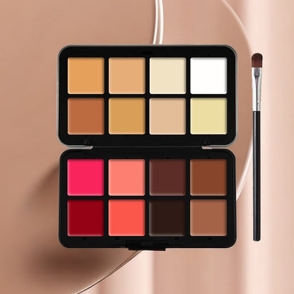 16-Color Cosmetics Kit: All-in-One Concealer, Blush & Lipstick Palette for Full-Face Beauty Solutions for Halloween
