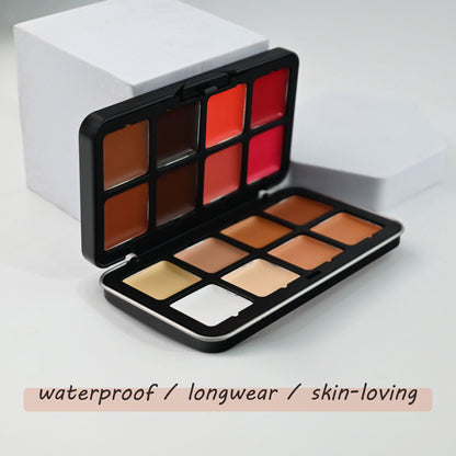 16-Color Cosmetics Kit: All-in-One Concealer, Blush & Lipstick Palette for Full-Face Beauty Solutions for Halloween