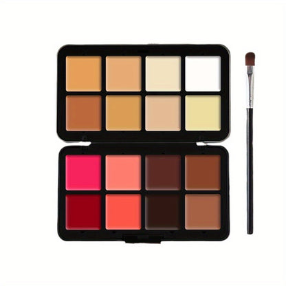 16-Color Cosmetics Kit: All-in-One Concealer, Blush & Lipstick Palette for Full-Face Beauty Solutions for Halloween