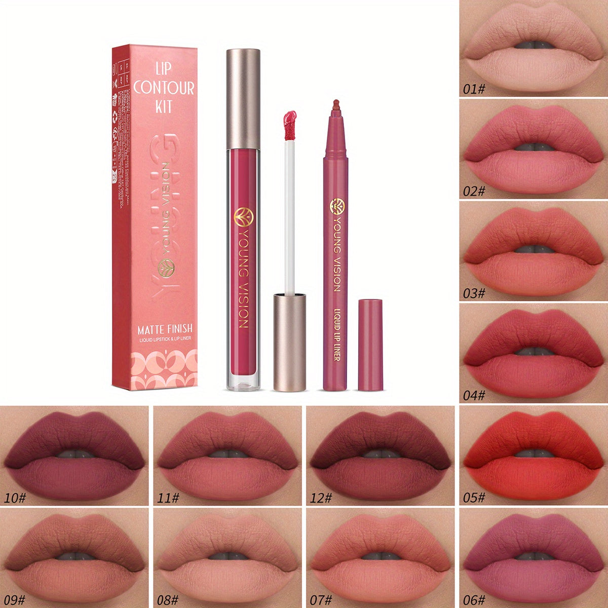 Lipstick and Lip Liner Set - Long-Lasting Color for Full, Defined Lips - Smooth Application - Essential Beauty Kit for Everyday & Special Occasions!