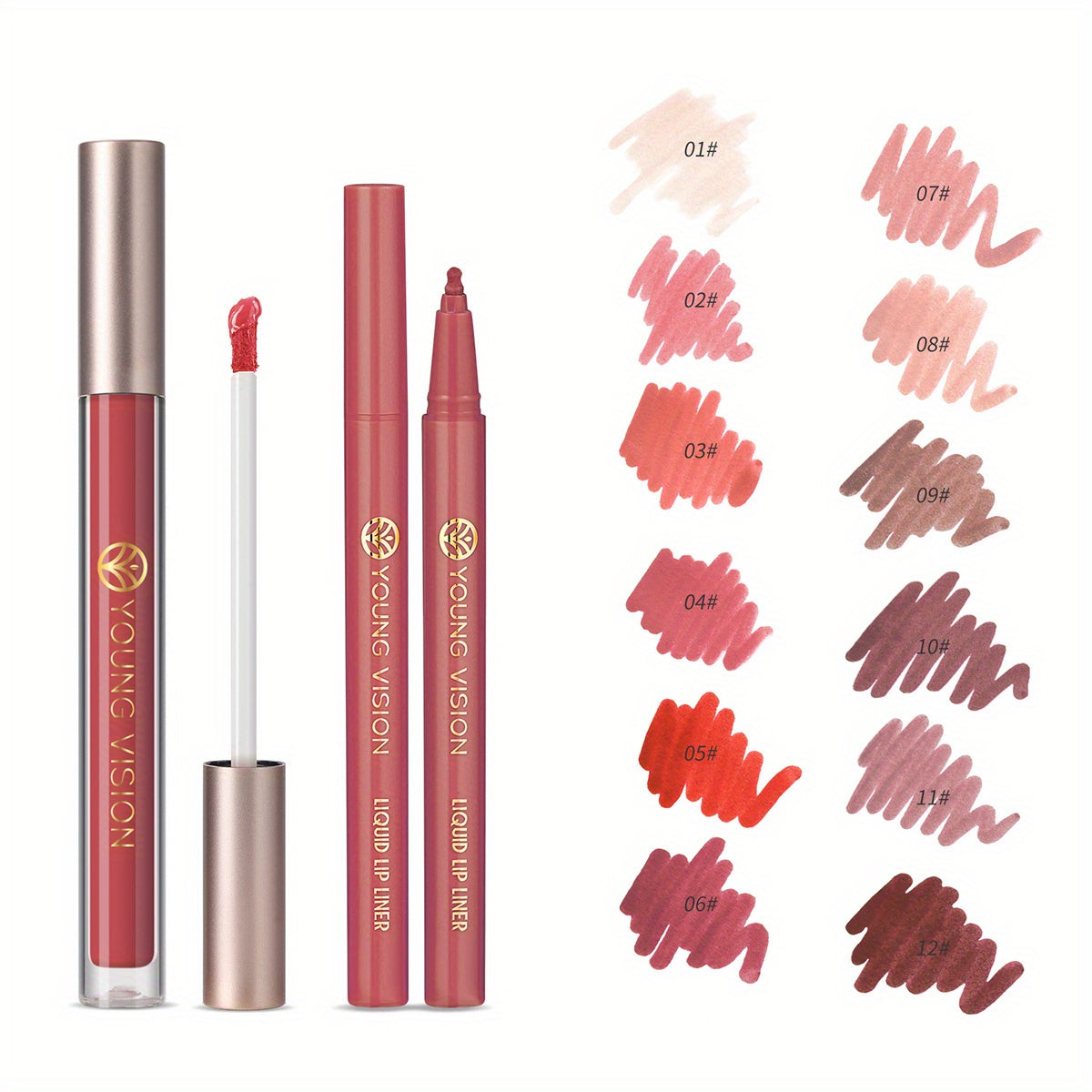 Lipstick and Lip Liner Set - Long-Lasting Color for Full, Defined Lips - Smooth Application - Essential Beauty Kit for Everyday & Special Occasions!
