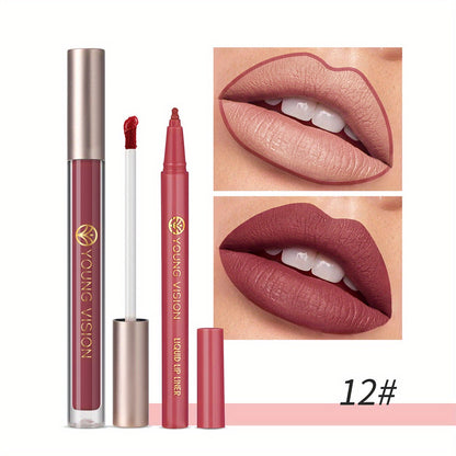 Lipstick and Lip Liner Set - Long-Lasting Color for Full, Defined Lips - Smooth Application - Essential Beauty Kit for Everyday & Special Occasions!