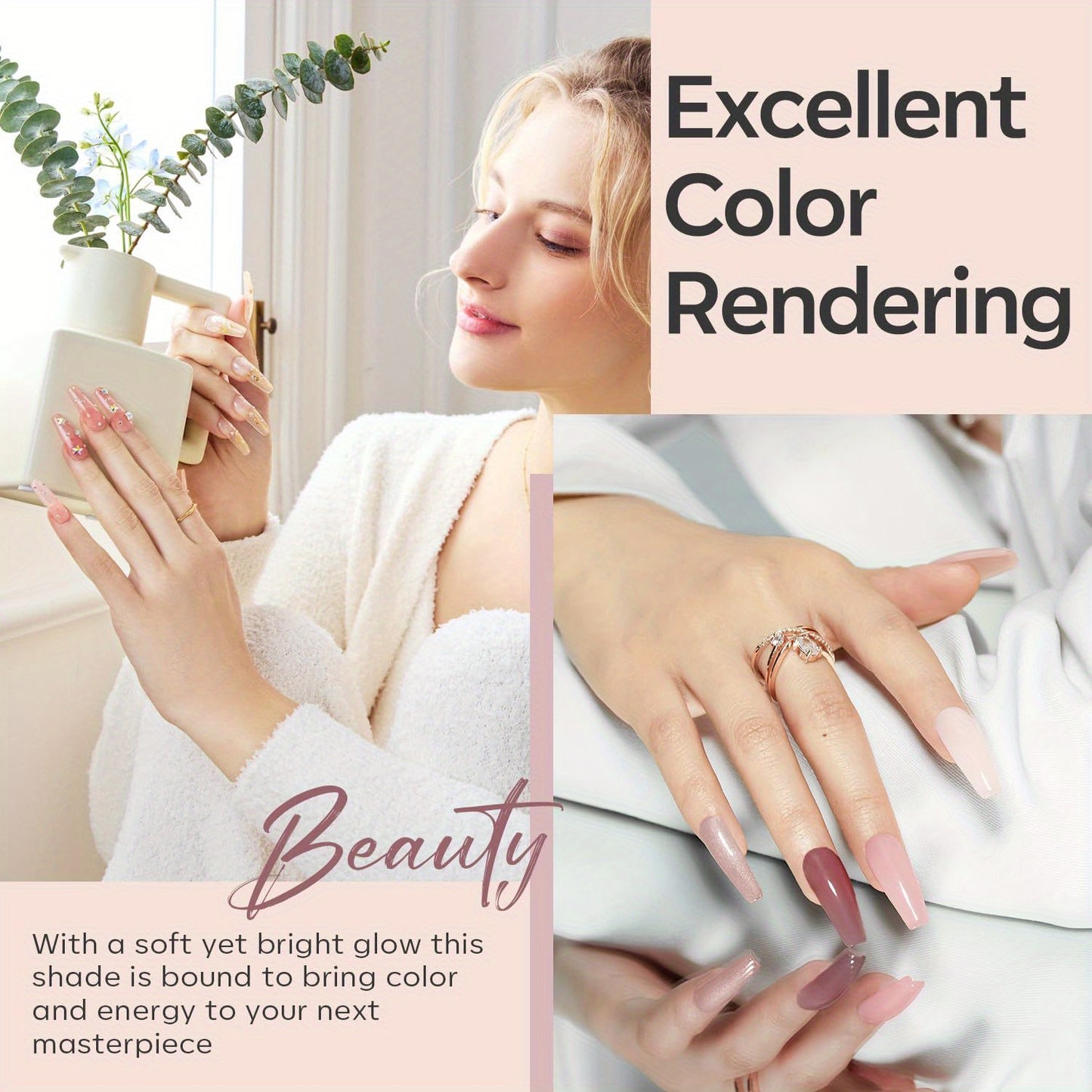 modelones Poly Nail Gel Set, 6 Colors Nude Pink Skin Tones Neutral Glitter Poly Extension Gel Nail Enhancement Set Builder Nail Gel Khaki Brown DIY Manicure Design Nail Art Home Salon Beauty Gift