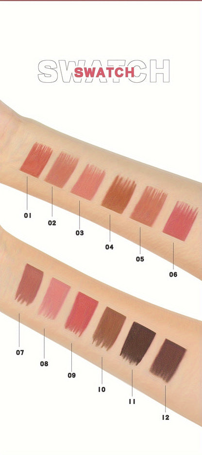 12 Color Lip Liner Set Long Lasting, Waterproof, Sweat Resistant, Easy to Color, Fade Resistant Lip Gloss Set Beauty Makeup, Valentine's Day Gift