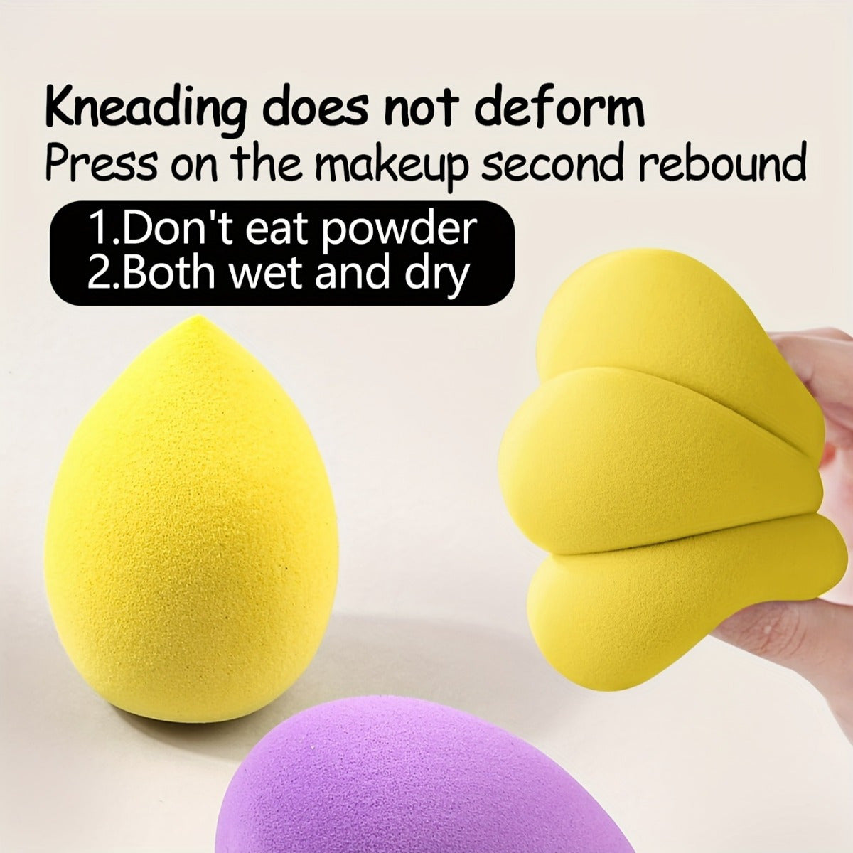 3/10pcs Beauty Sponges, Makeup Blender, Dry & Wet Use, Cosmetic Puffs In Random Colors & Shapes, Flawless Foundation Application