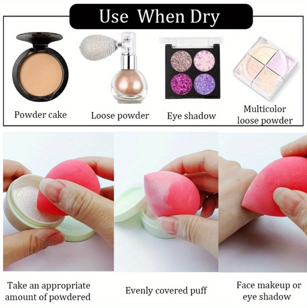3/10pcs Beauty Sponges, Makeup Blender, Dry & Wet Use, Cosmetic Puffs In Random Colors & Shapes, Flawless Foundation Application