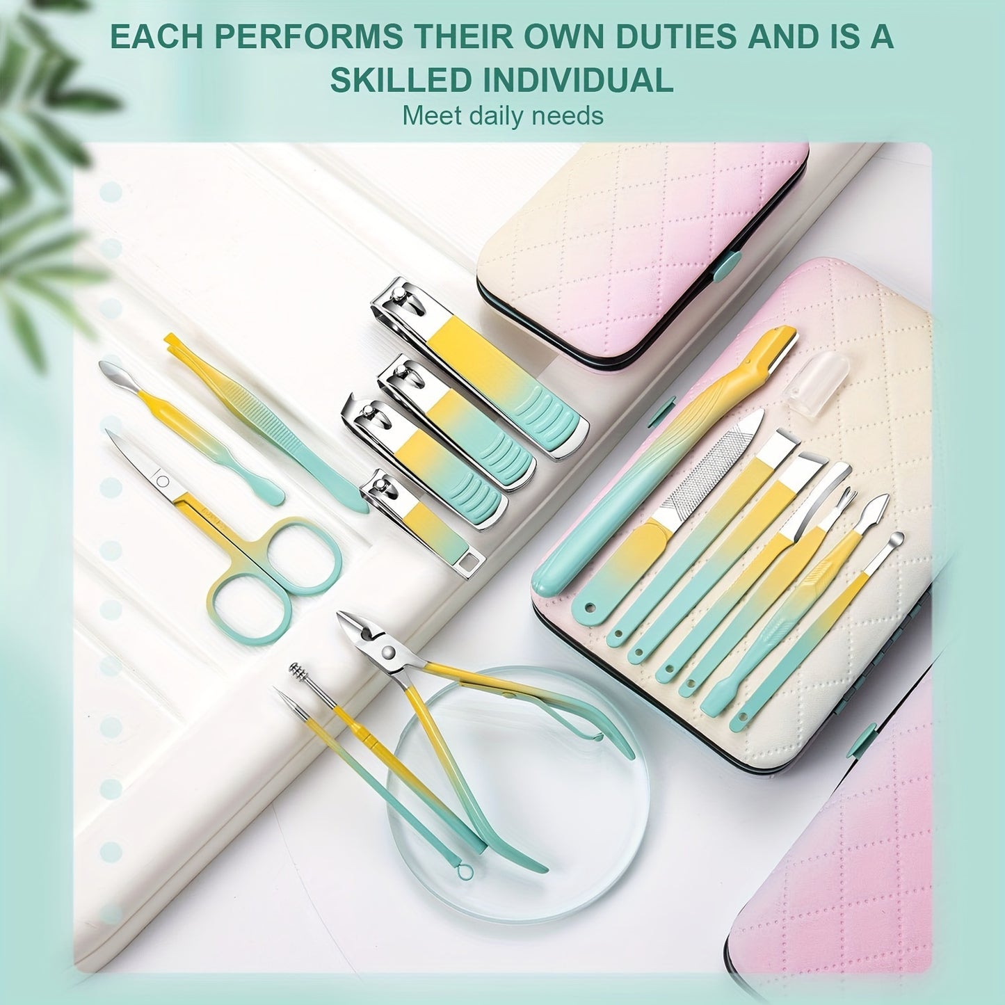 Nail Art Set Nail Clipper Set, Nail Clippers Personal Care Tools for Men And Women, with Portable Travel Case, Nail Art Foot Tools Beauty Set, Men's Ladies Family Friend Wife Gifts Under 5 Dollars(Gradient Color)