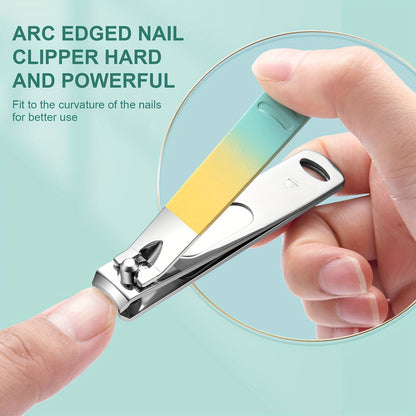 Nail Art Set Nail Clipper Set, Nail Clippers Personal Care Tools for Men And Women, with Portable Travel Case, Nail Art Foot Tools Beauty Set, Men's Ladies Family Friend Wife Gifts Under 5 Dollars(Gradient Color)