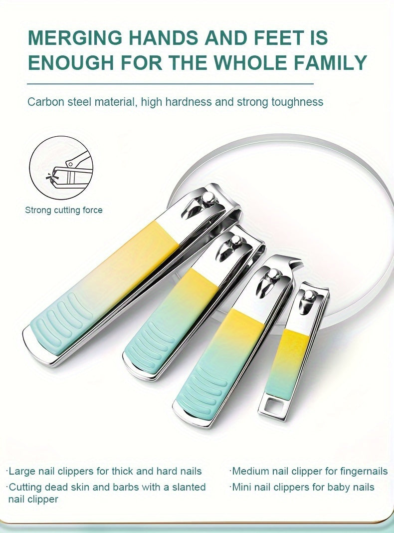 Nail Art Set Nail Clipper Set, Nail Clippers Personal Care Tools for Men And Women, with Portable Travel Case, Nail Art Foot Tools Beauty Set, Men's Ladies Family Friend Wife Gifts Under 5 Dollars(Gradient Color)