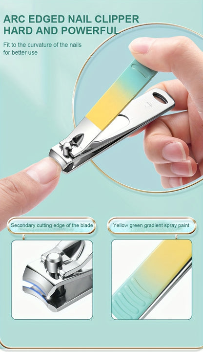Nail Art Set Nail Clipper Set, Nail Clippers Personal Care Tools for Men And Women, with Portable Travel Case, Nail Art Foot Tools Beauty Set, Men's Ladies Family Friend Wife Gifts Under 5 Dollars(Gradient Color)