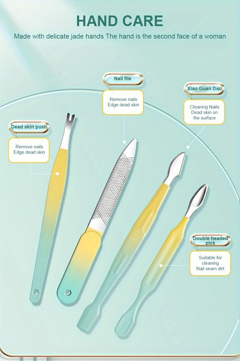 Nail Art Set Nail Clipper Set, Nail Clippers Personal Care Tools for Men And Women, with Portable Travel Case, Nail Art Foot Tools Beauty Set, Men's Ladies Family Friend Wife Gifts Under 5 Dollars(Gradient Color)