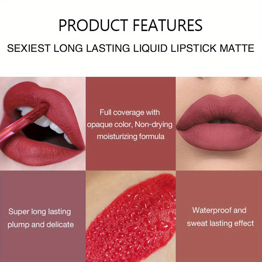 12 Pcs Matte Lipstick Set, Lip Stick Long Lasting Waterproof, Matte Lipstick for Women, Soft Matte Finish for Velvety Smooth Lips, Highly Pigmented, Non-Sticky, for Casual Attire, Parties Makeup, Perfect Gift for Beauty Lover