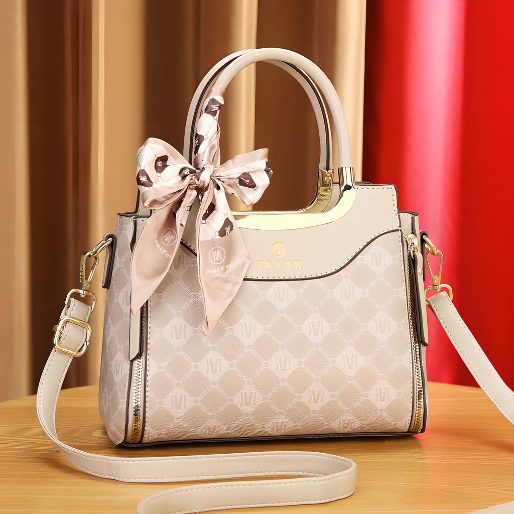 Women Top-Handle Bags Unique Design Print Surface Handbag With Decorative Scarves Fashion Classics Lady Shoulder Crossbody Bag