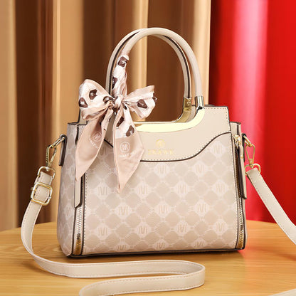 Women Top-Handle Bags Unique Design Print Surface Handbag With Decorative Scarves Fashion Classics Lady Shoulder Crossbody Bag