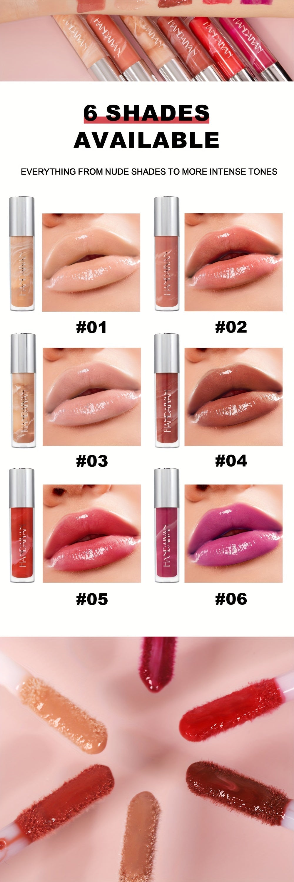 Marble Lip Glaze, Moisturizing Long-Lasting Liquid Lipstick, Lip Gloss, Vibrant Color Selection, 0.14oz Each, Non-Stick Formula, High-Shine Finish, Lightweight Beauty Makeup