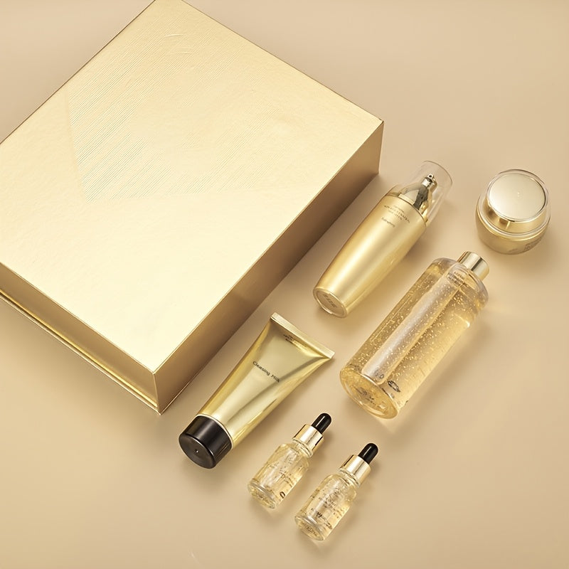 [Hydrating Skin Care] 6pcs Golden Skin Care Set - Hydrating Premium Facial Set For Flawless, Radiant Skin, Care For Delicate Skin, Skin Care Set For Women, Valentine's Day Gift For Her Beauty Kit