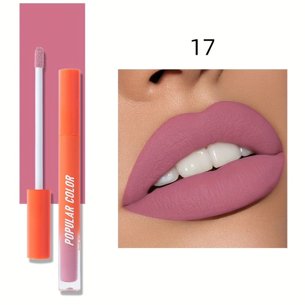 Beauty Matte Lip Gloss Glitter 19 Colors Long Lasting Moisturizing Liquid Makeup Rouge Lip Glaze Cosmetic, Liquid Lipstick, Lip Makeup For Music Festival