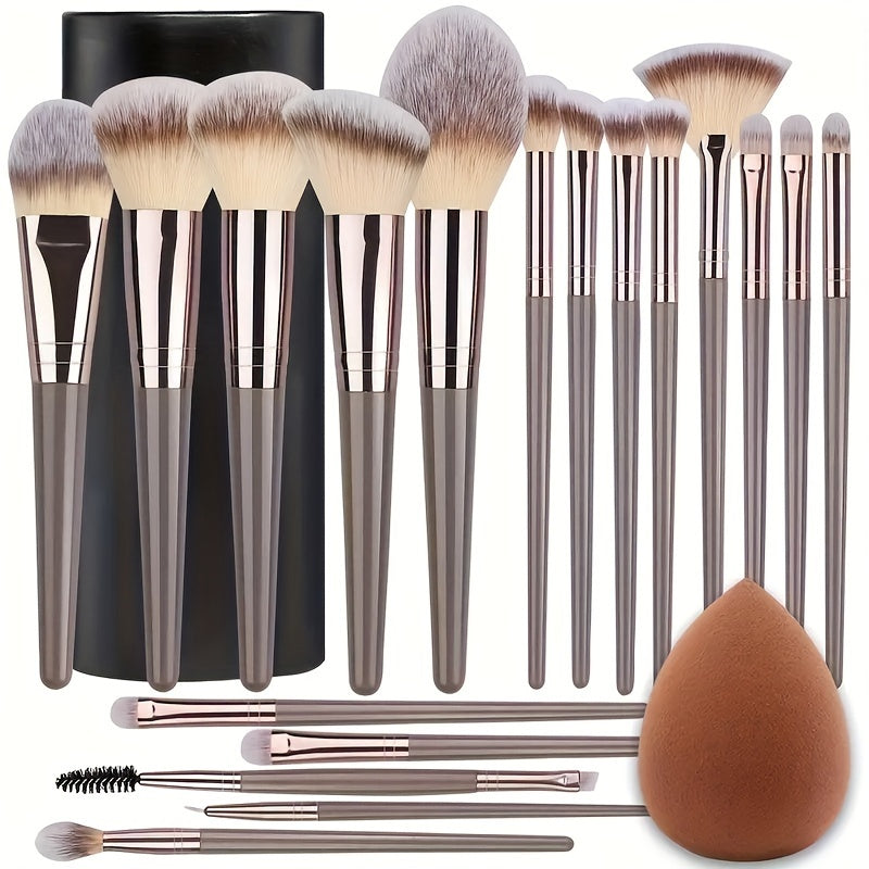 Premium Champagne Golden Makeup Brushes With Travel Portable Case Professional Foundation Blush Eyeshadow Blending Makeup Beauty Tool Christmas Gift Ideal For Women Create Flawless Makeup - Gift Set Mother's Day Gift