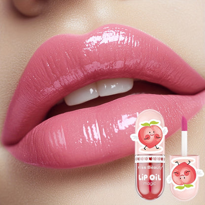 1pc Kiss Beauty Lip Oil Magic, Moisturizing Lip Balm, Waterproof Lip Gloss, All Skin Types, Exfoliating Lip Treatment, Valentine's Day Gift, 3.38oz Liquid