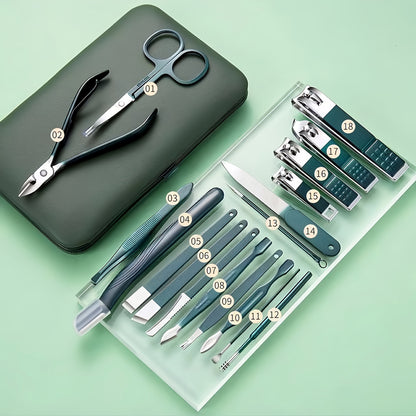 7pcs/10pcs/12pcs/18pcs high-quality beauty and manicure set, German craftsmanship stainless steel nail clipper set, nail clipper set for home use, pedicure tool ear scoop nail clipper set