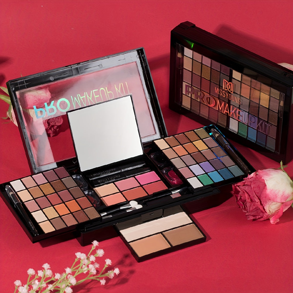 All-in-One Makeup Kit, Eyeshadow Palette Combo, Portable Beauty Cosmetics Set With Eye Shadow, Blush, Powder, Lip Gloss, For Beginners & Gifts, Removable & Travel-Friendly