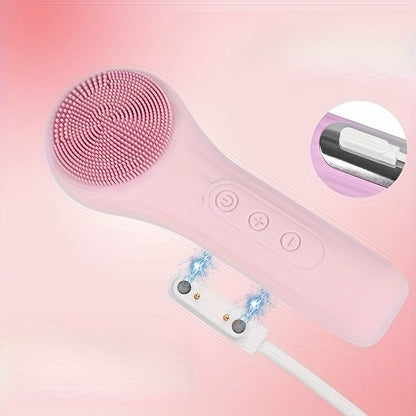 Electric Facial Cleansing Brush with Vibration, Silicone & Plastic, Unscented, USB Rechargeable with 600mAh Lithium Battery, Multi-Purpose Body Massager & Cleaner, with Ideal Home Beauty Gift