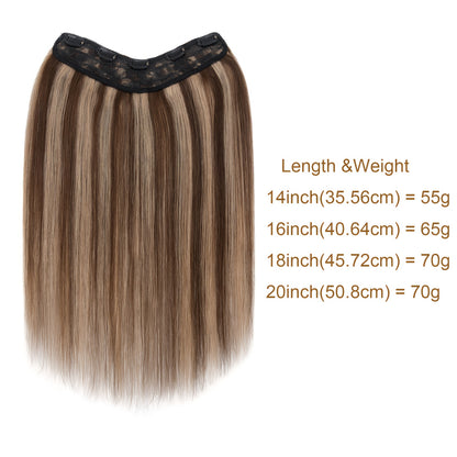 V-Shaped Real Remy Clip In Human Hair Extensions One Piece 3/4 Full Head Weft Straight Hair Human Hair With Seamless Weft Silky Straight For Women