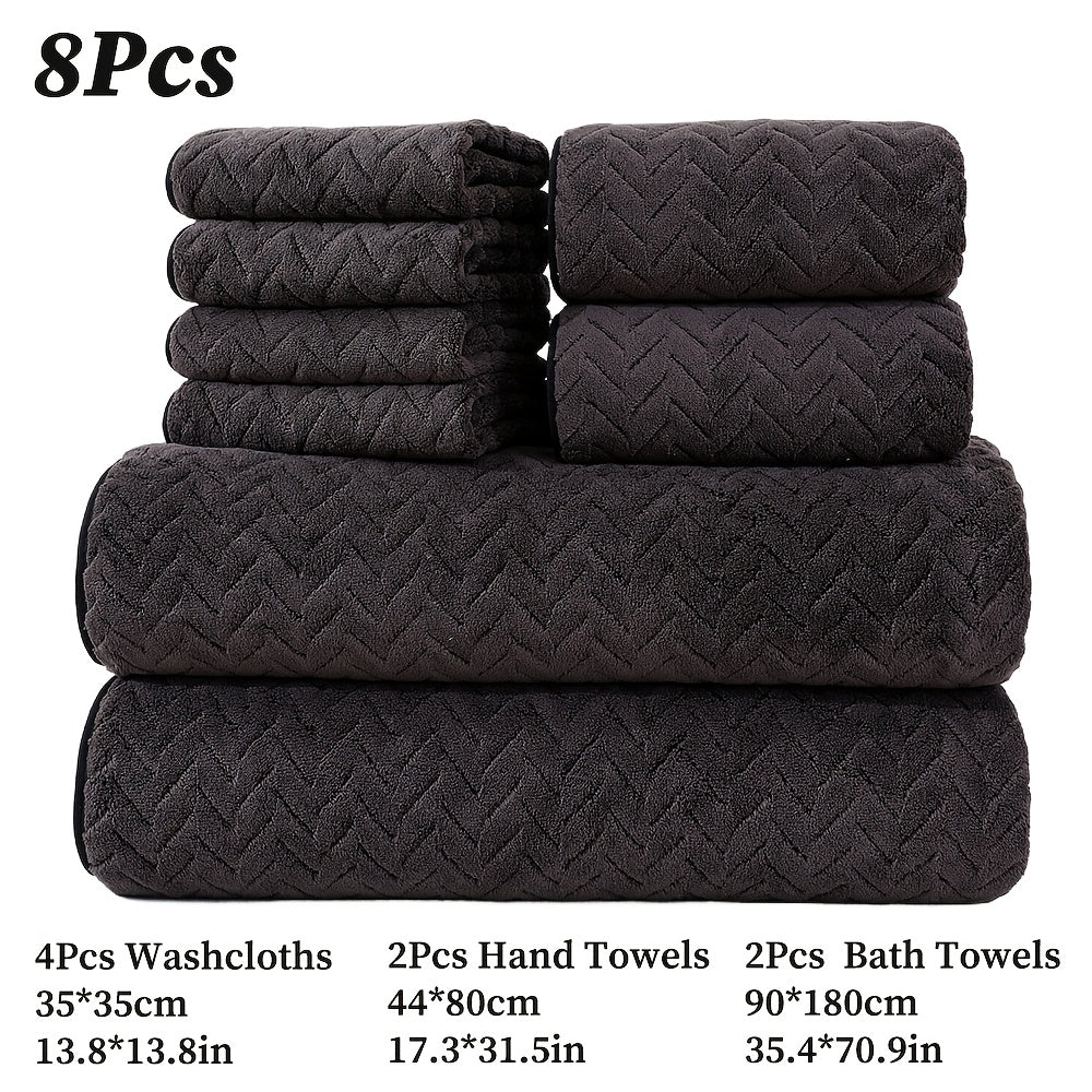 [High Quality Bath Towels] 8pcs Extra Large Bath Towels Set - High Quality 400GSM Microfiber Material - Including 4 Washcloths + 2 Hand Towels + 2 Bath Sheets Towels, Good Water Absorption, Beauty Makeup Accessories, Bathroom